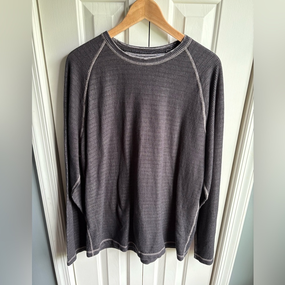 Tommy Bahama Mens Long Sleeve Gray Reversible Thermal Waffle Knit Shirt Unsized